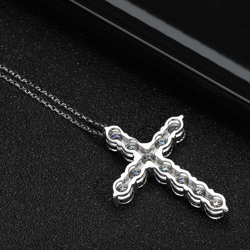 Moissanite Cross Pendant Necklace