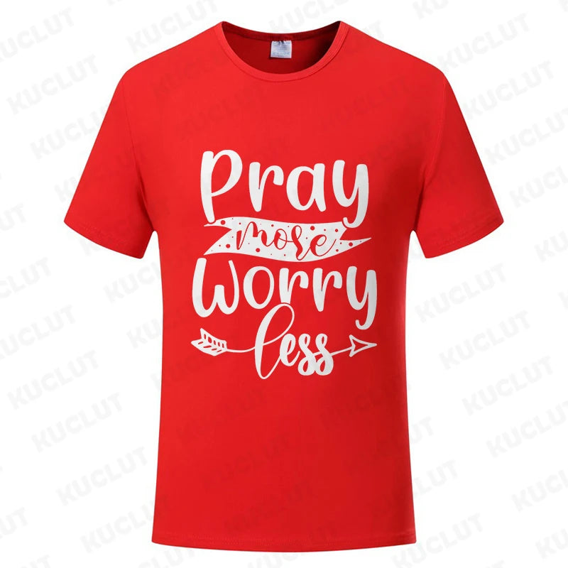 Pray More Worry Less Men’s Christian Tee