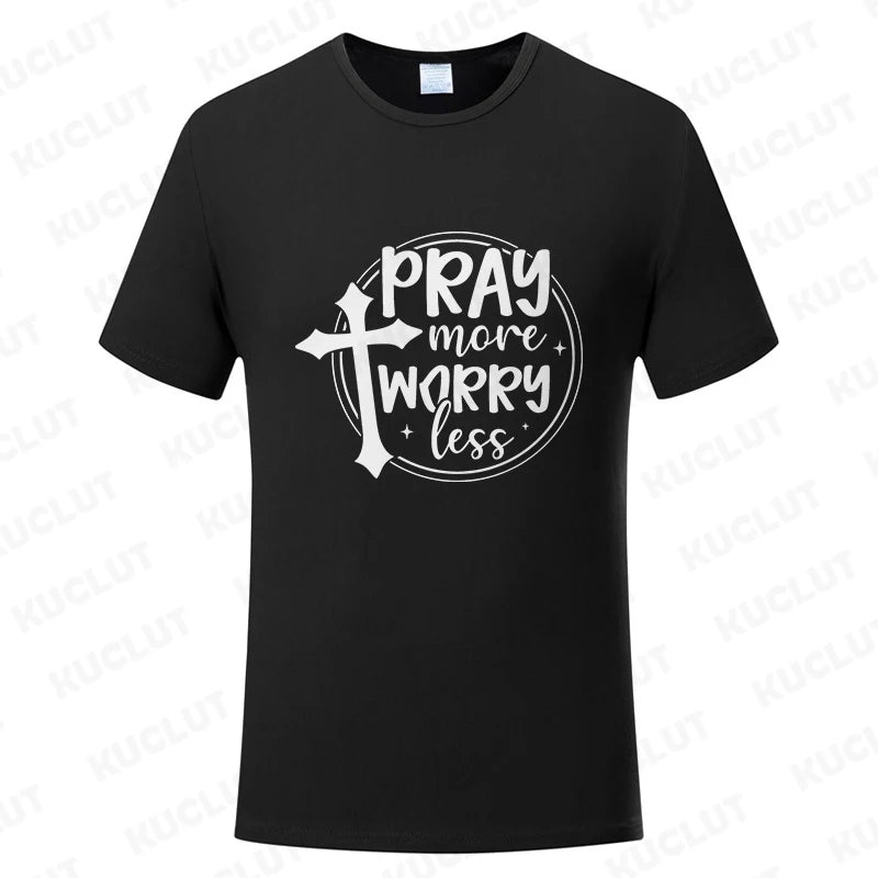 Pray More Worry Less Men’s Christian Tee