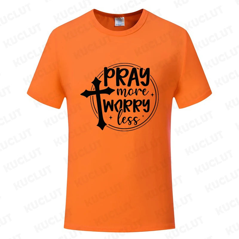 Pray More Worry Less Men’s Christian Tee