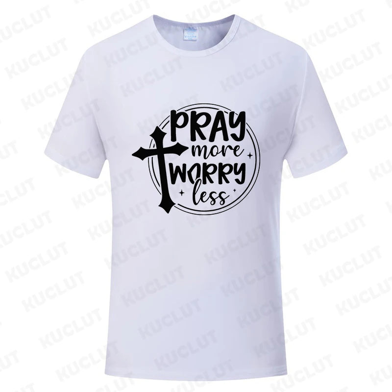 Pray More Worry Less Men’s Christian Tee