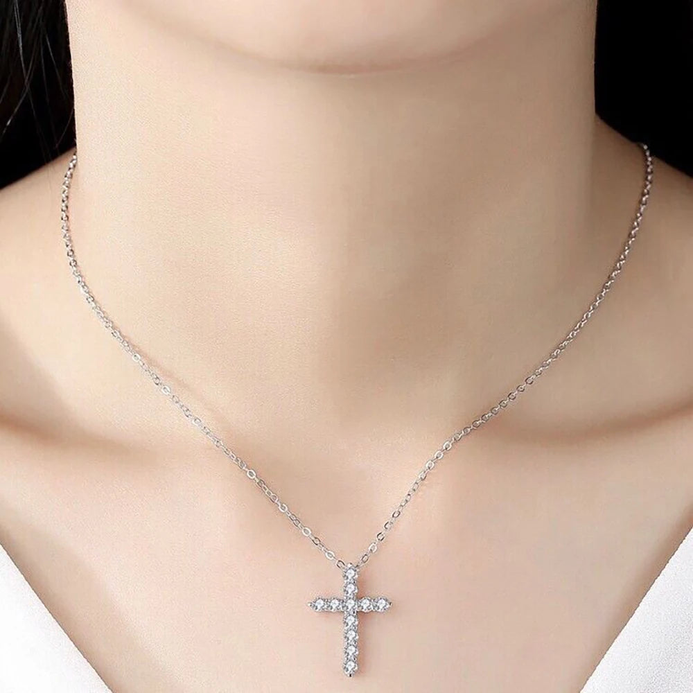 Moissanite Cross Pendant Necklace