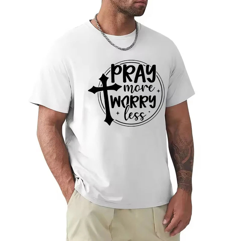 Pray More Worry Less Men’s Christian Tee