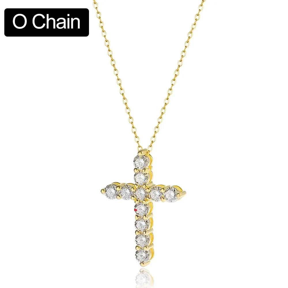 Moissanite Cross Pendant Necklace