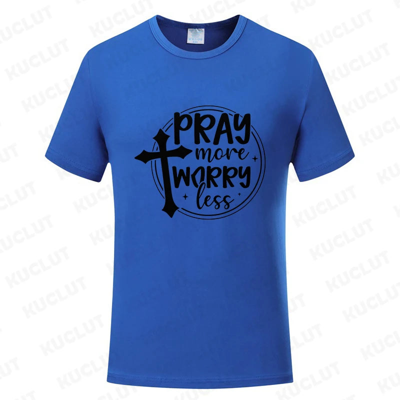 Pray More Worry Less Men’s Christian Tee