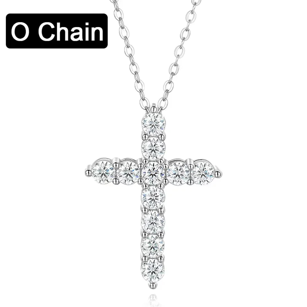 Moissanite Cross Pendant Necklace