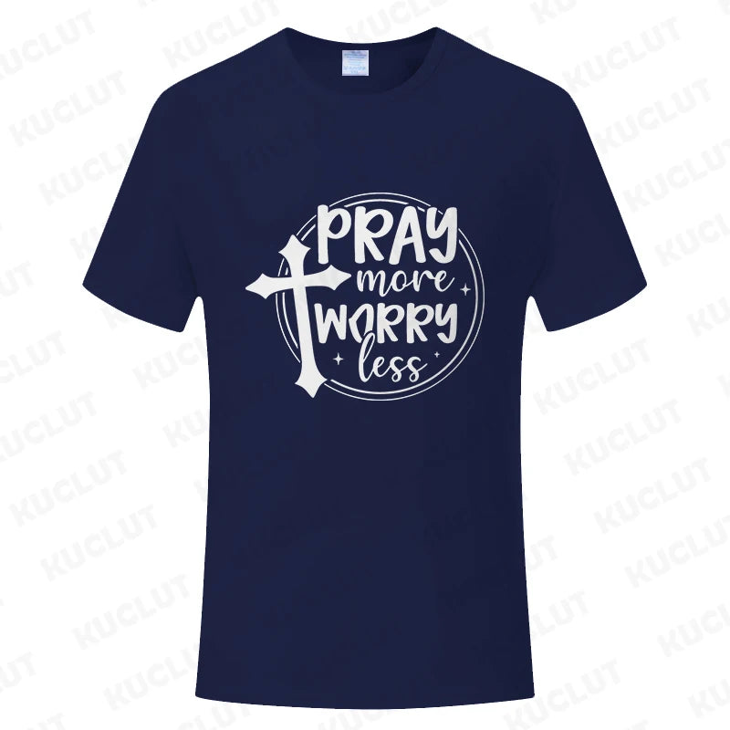 Pray More Worry Less Men’s Christian Tee