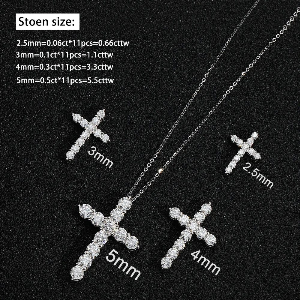 Moissanite Cross Pendant Necklace