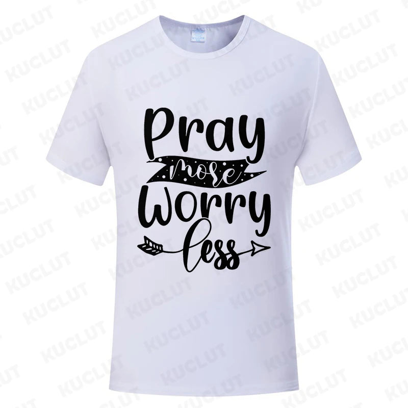 Pray More Worry Less Men’s Christian Tee
