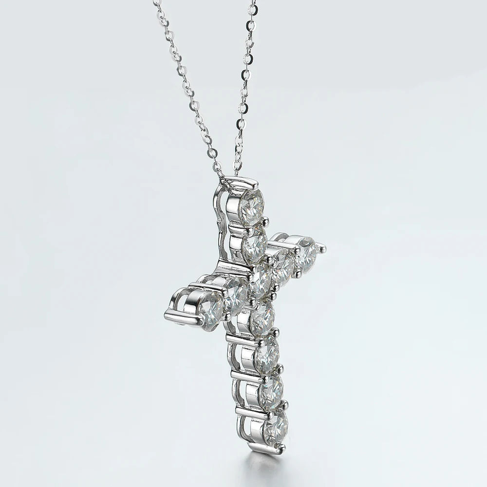 Moissanite Cross Pendant Necklace