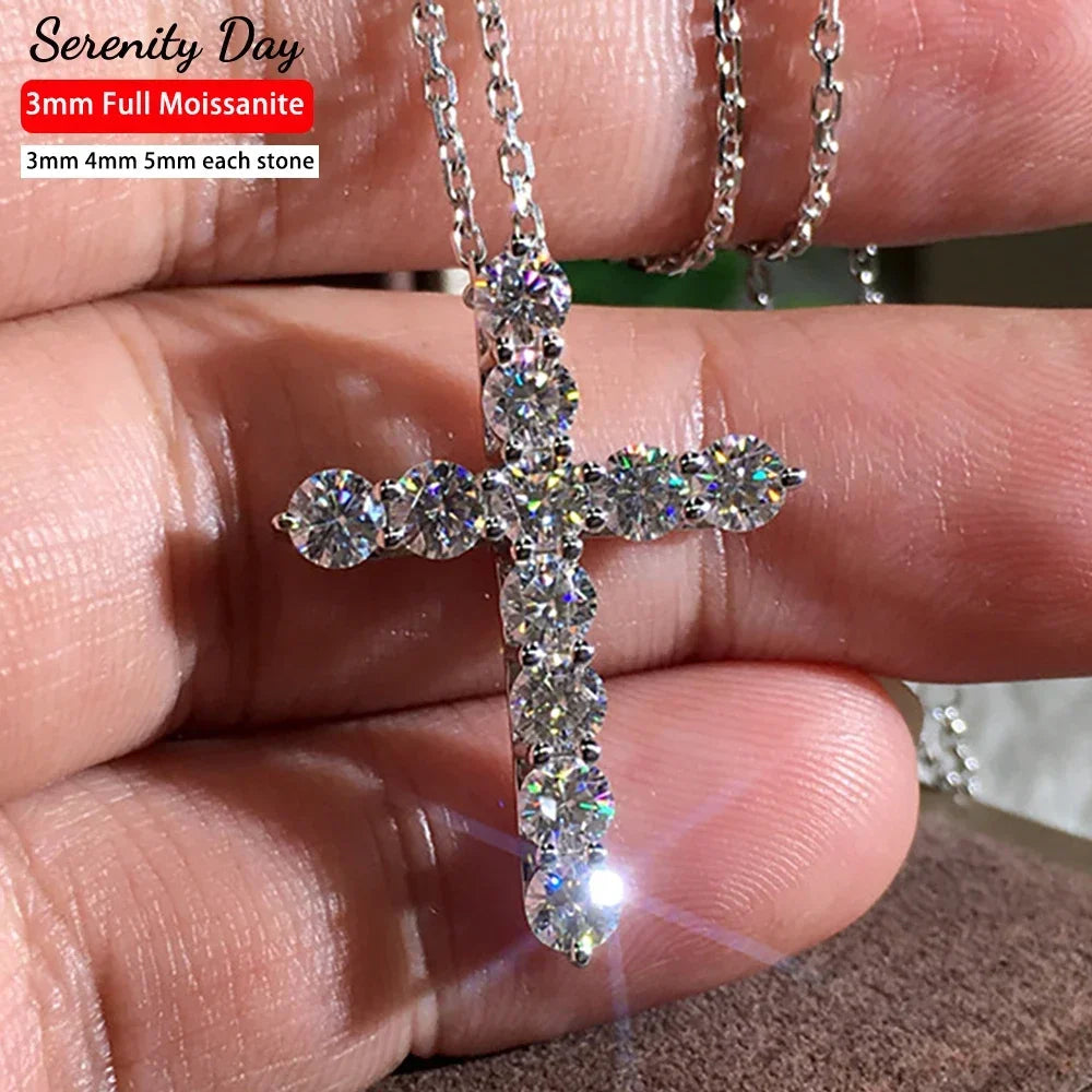 Moissanite Cross Pendant Necklace