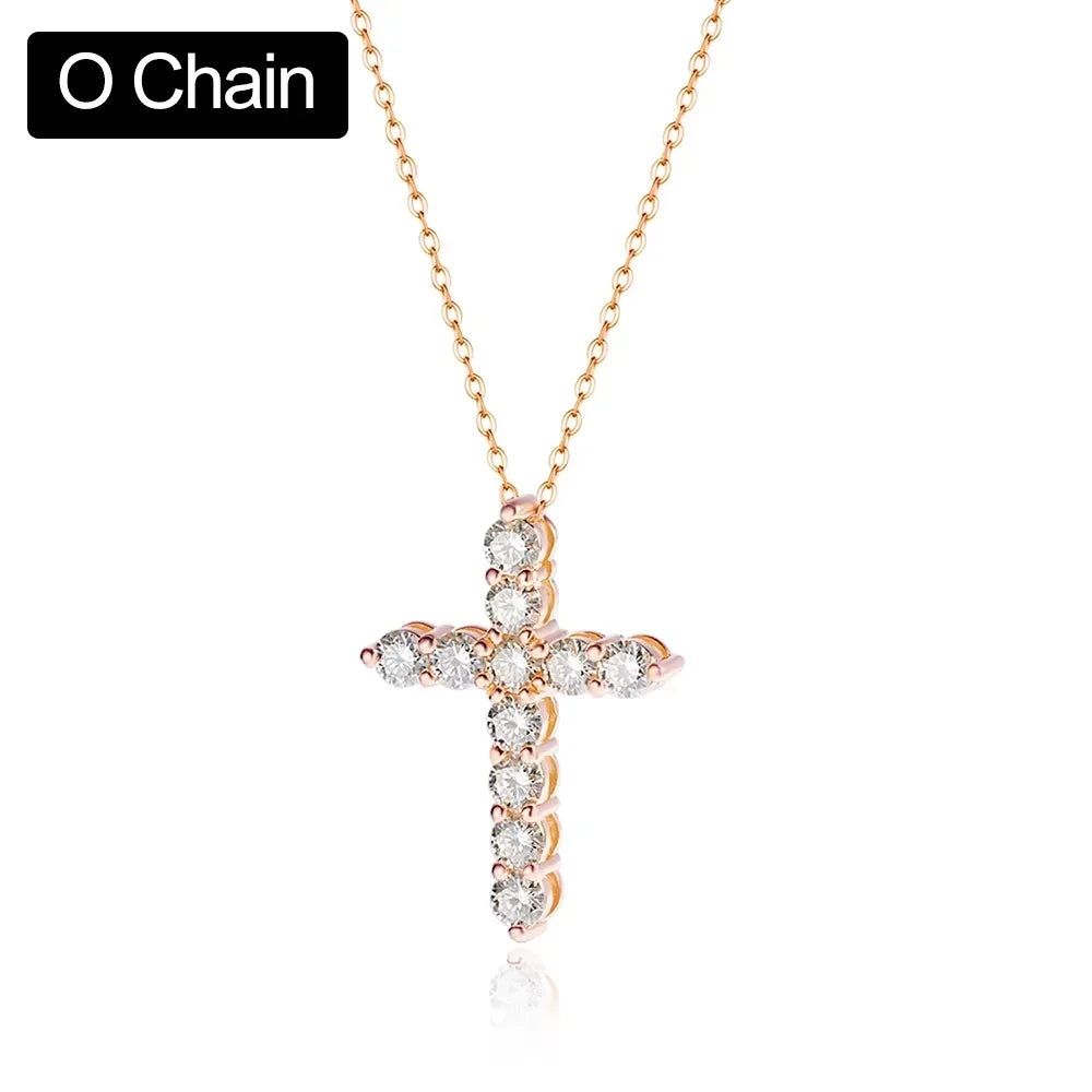 Moissanite Cross Pendant Necklace