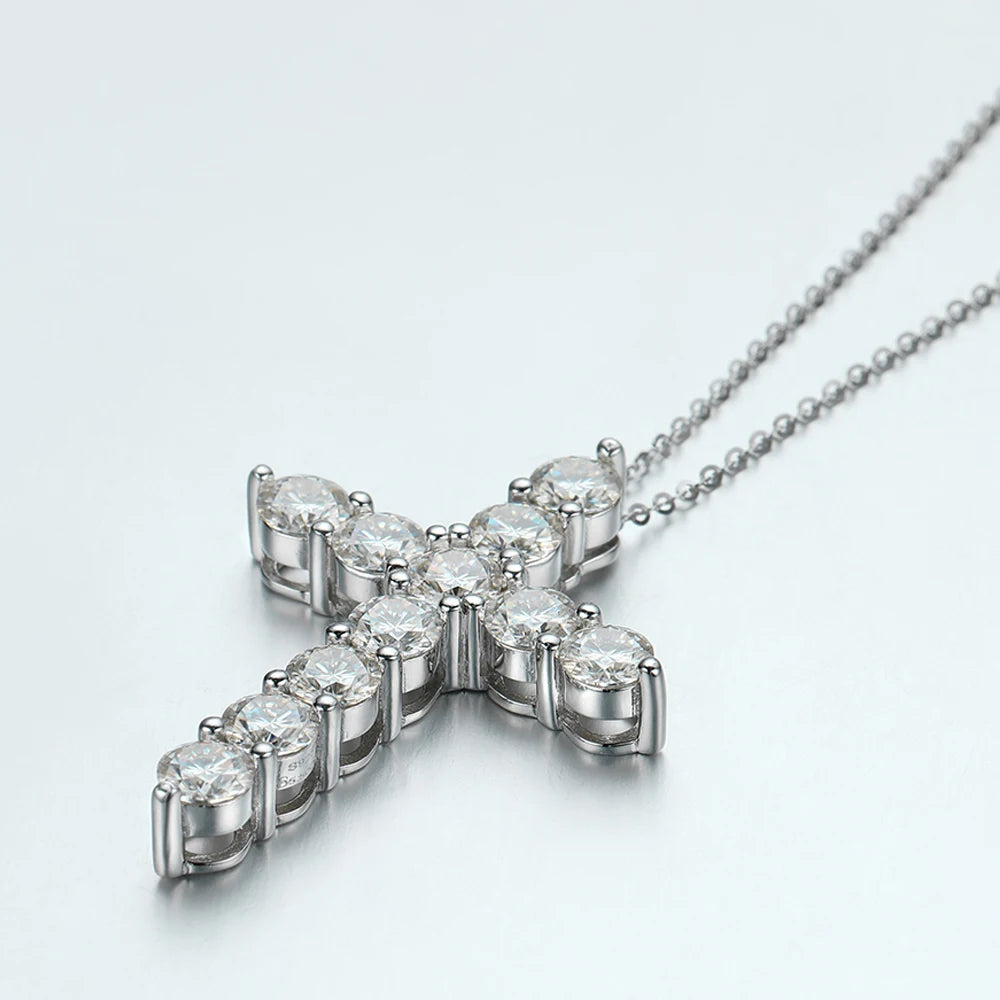 Moissanite Cross Pendant Necklace