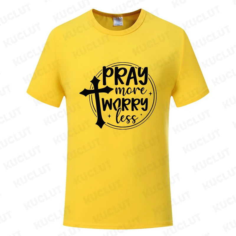 Pray More Worry Less Men’s Christian Tee