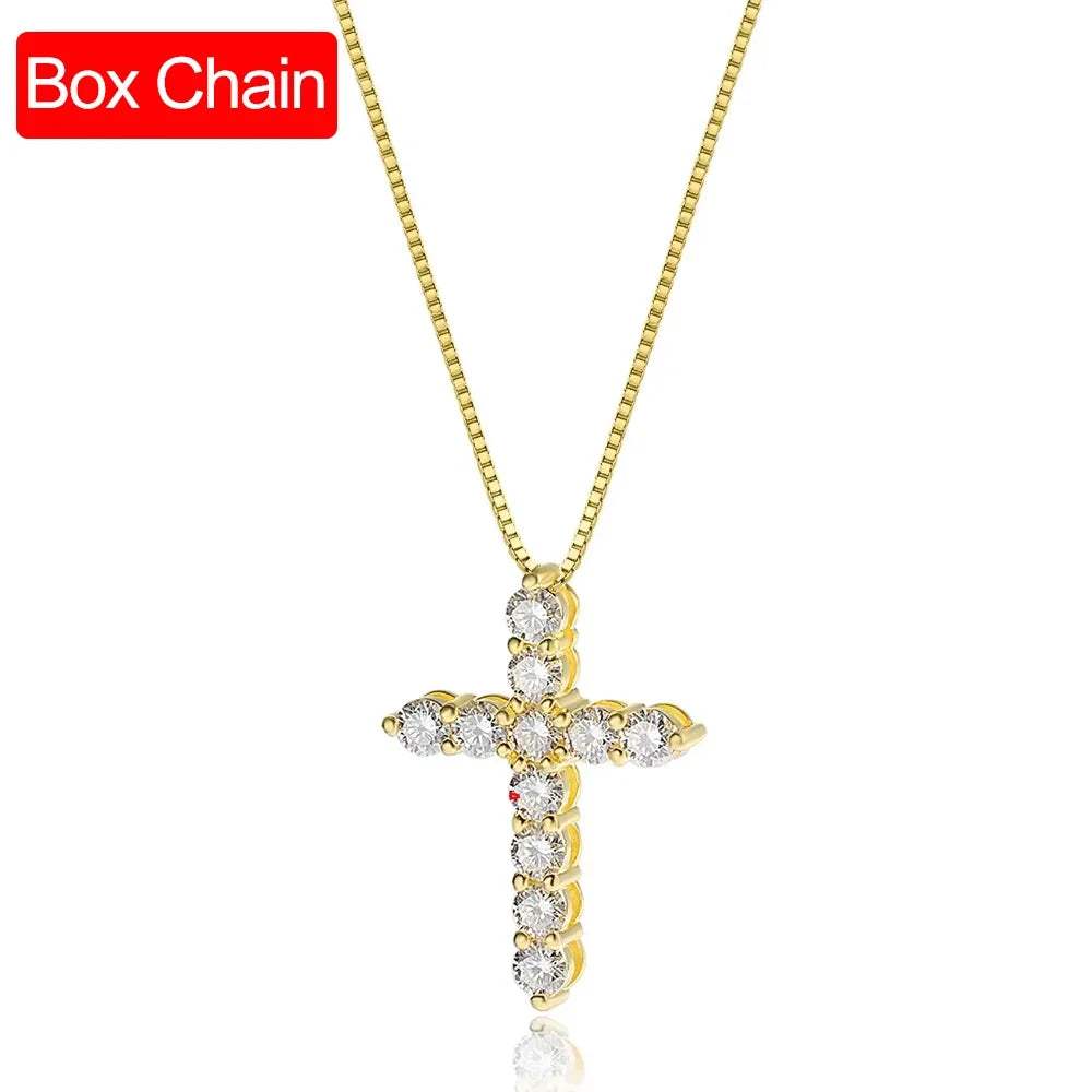 Moissanite Cross Pendant Necklace