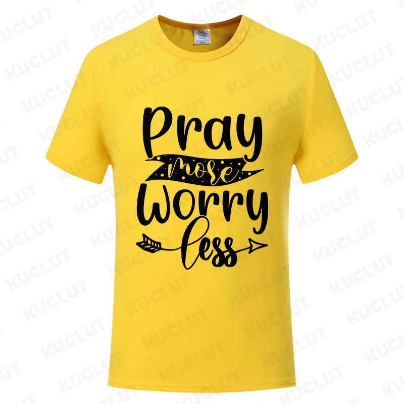 Pray More Worry Less Men’s Christian Tee