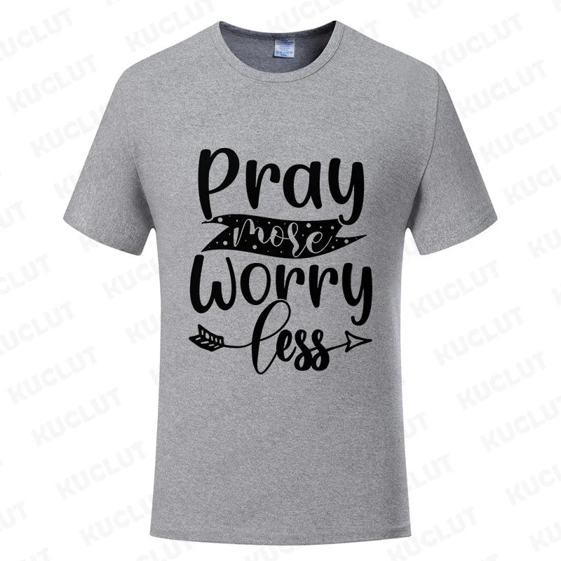 Pray More Worry Less Men’s Christian Tee