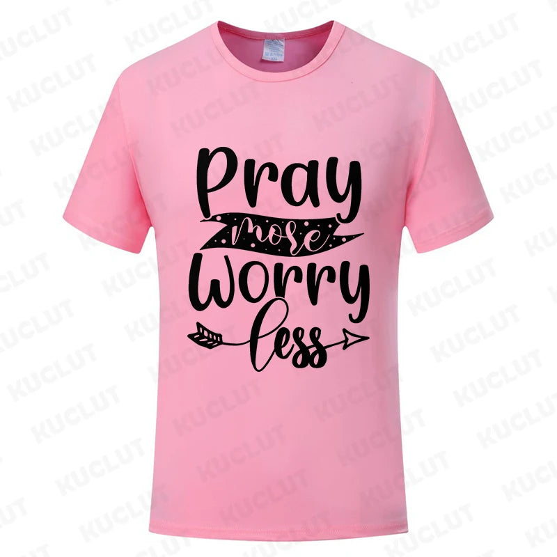 Pray More Worry Less Men’s Christian Tee