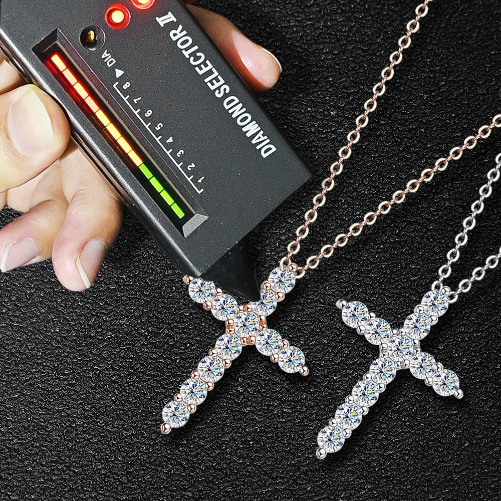 Moissanite Cross Pendant Necklace