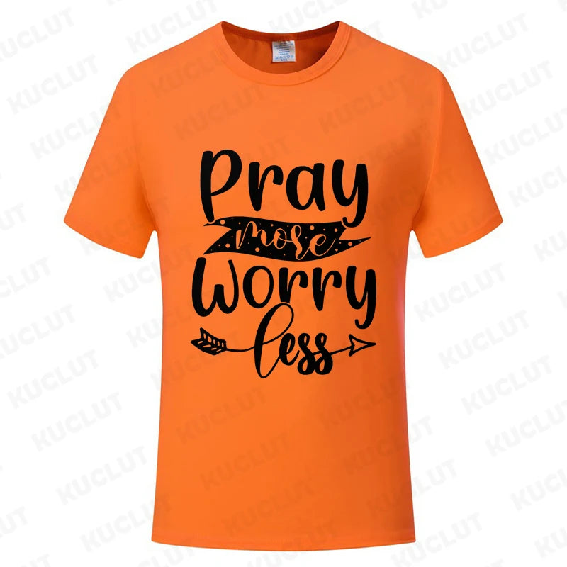 Pray More Worry Less Men’s Christian Tee
