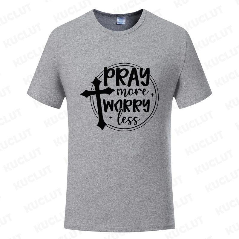 Pray More Worry Less Men’s Christian Tee