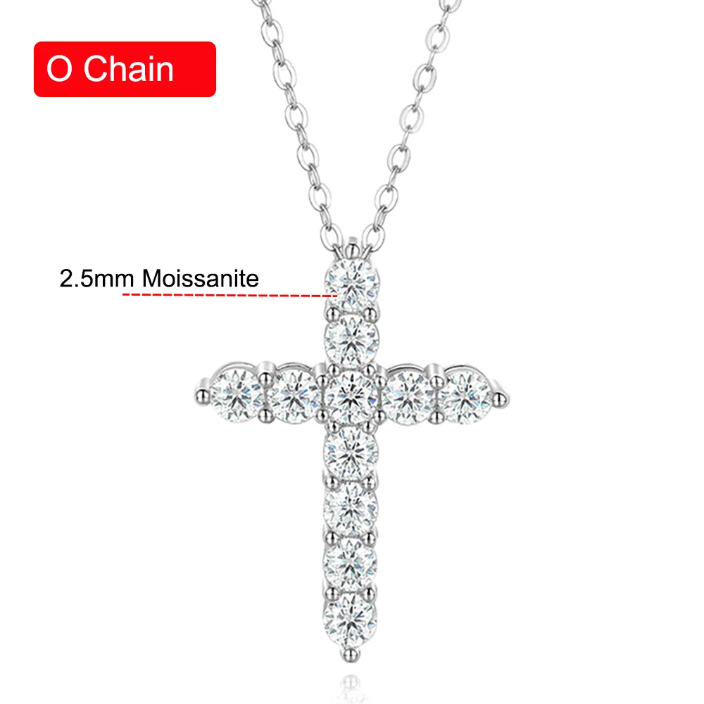Moissanite Cross Pendant Necklace