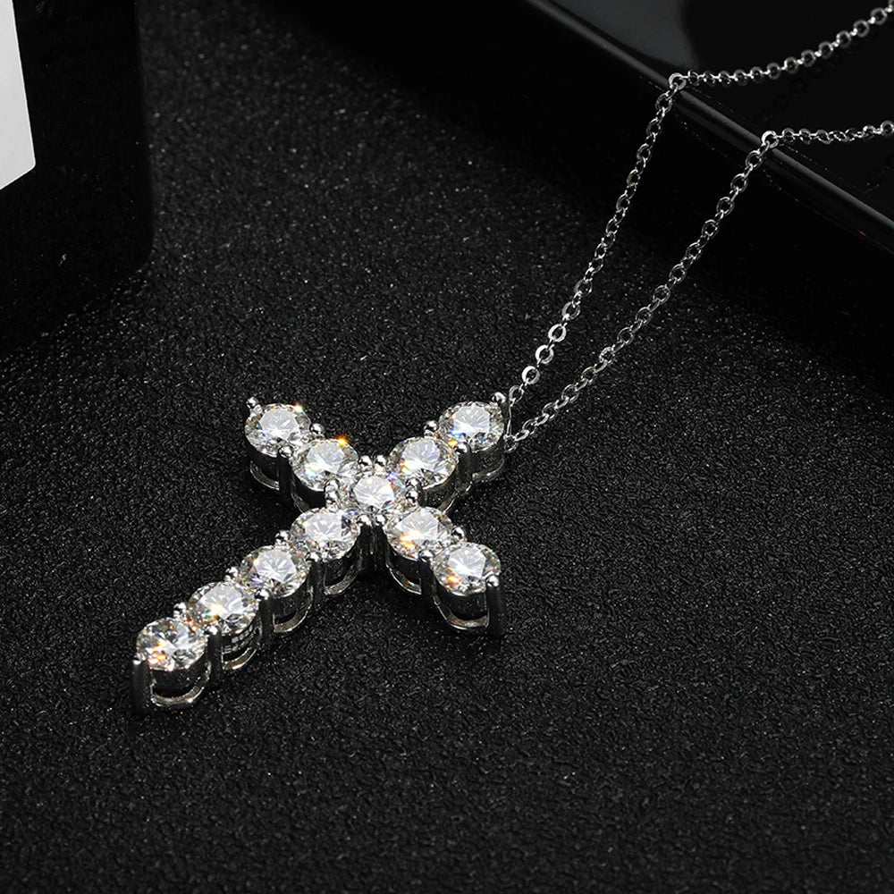 Moissanite Cross Pendant Necklace