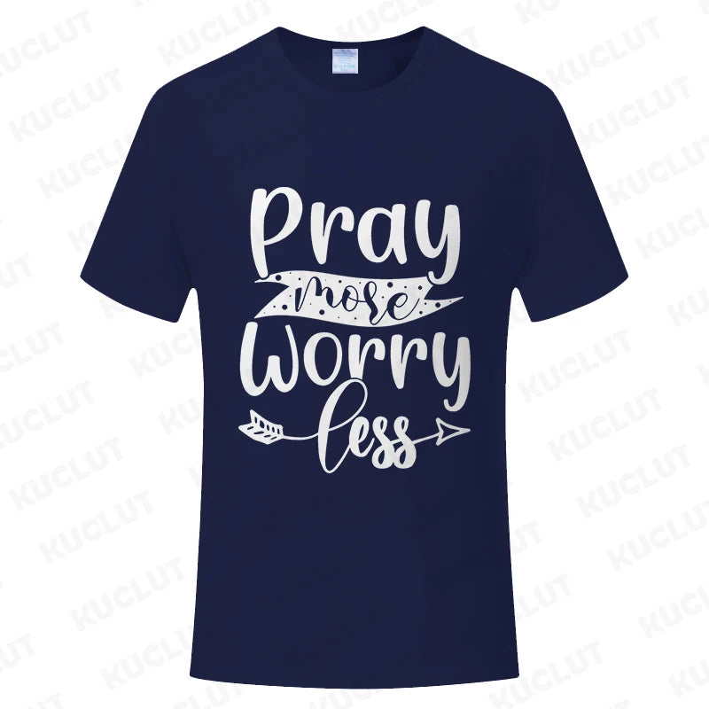Pray More Worry Less Men’s Christian Tee