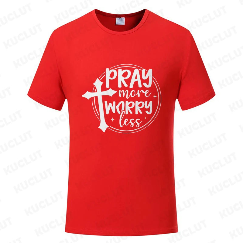 Pray More Worry Less Men’s Christian Tee
