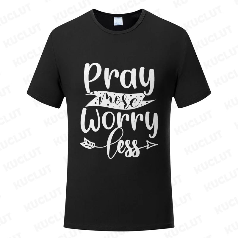 Pray More Worry Less Men’s Christian Tee