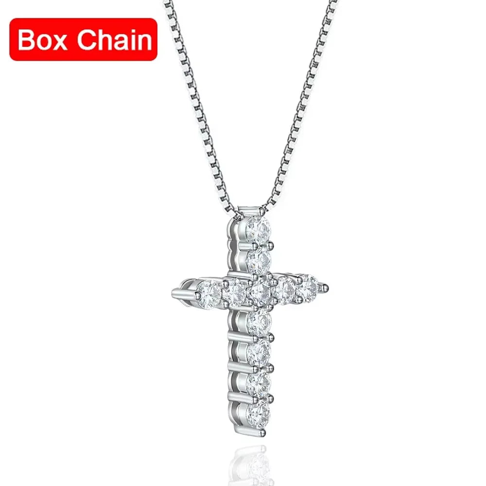 Moissanite Cross Pendant Necklace