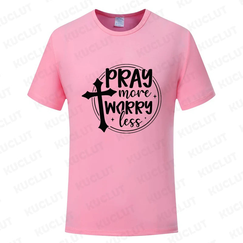 Pray More Worry Less Men’s Christian Tee