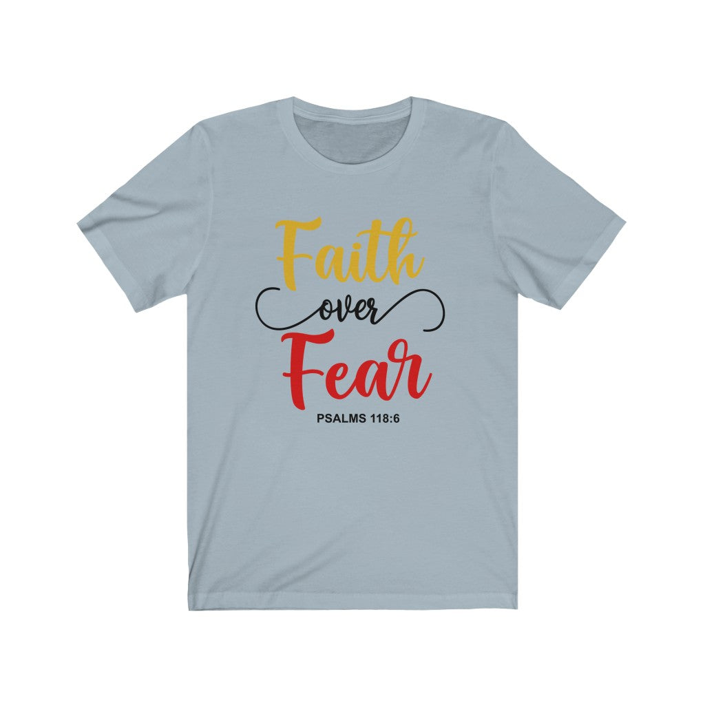 "faith over fear "WOMEN Short Sleeve Tee - Up Raised Faith