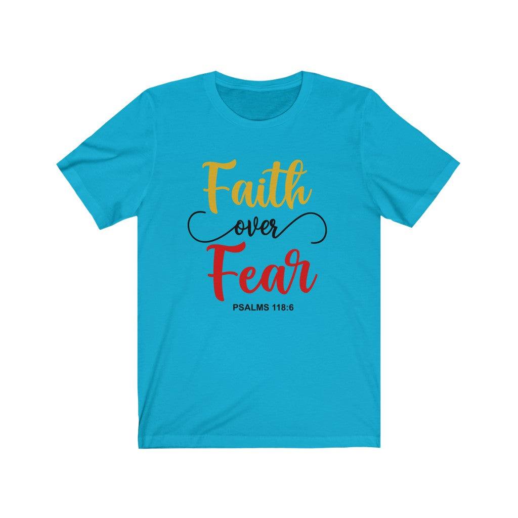 "faith over fear "WOMEN Short Sleeve Tee - Up Raised Faith