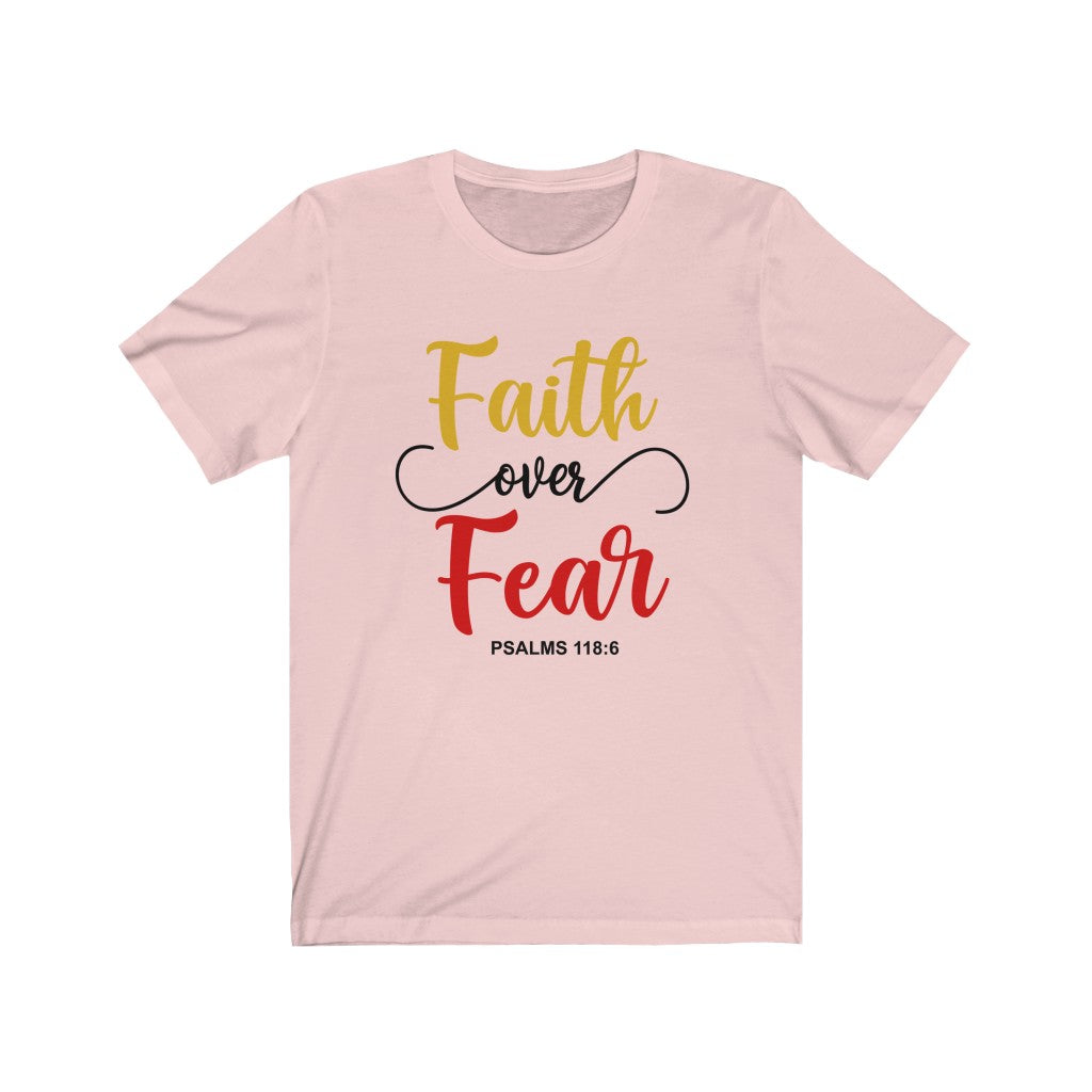 "faith over fear "WOMEN Short Sleeve Tee - Up Raised Faith