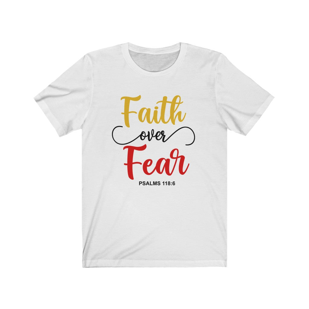 "faith over fear "WOMEN Short Sleeve Tee - Up Raised Faith