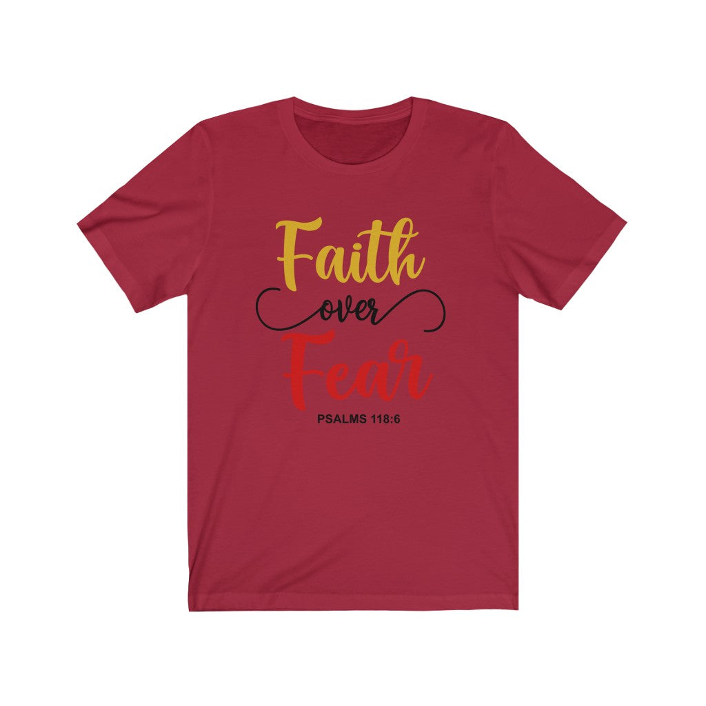 "faith over fear "WOMEN Short Sleeve Tee - Up Raised Faith